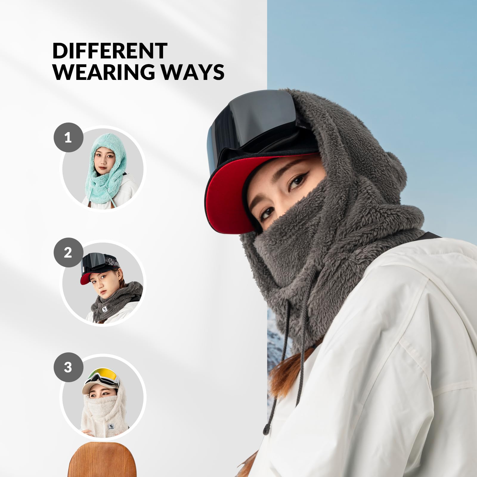 Qunature Sturmhaube Winter Warme Balaclava Thermo Winddichte Sturmmaske Skimaske