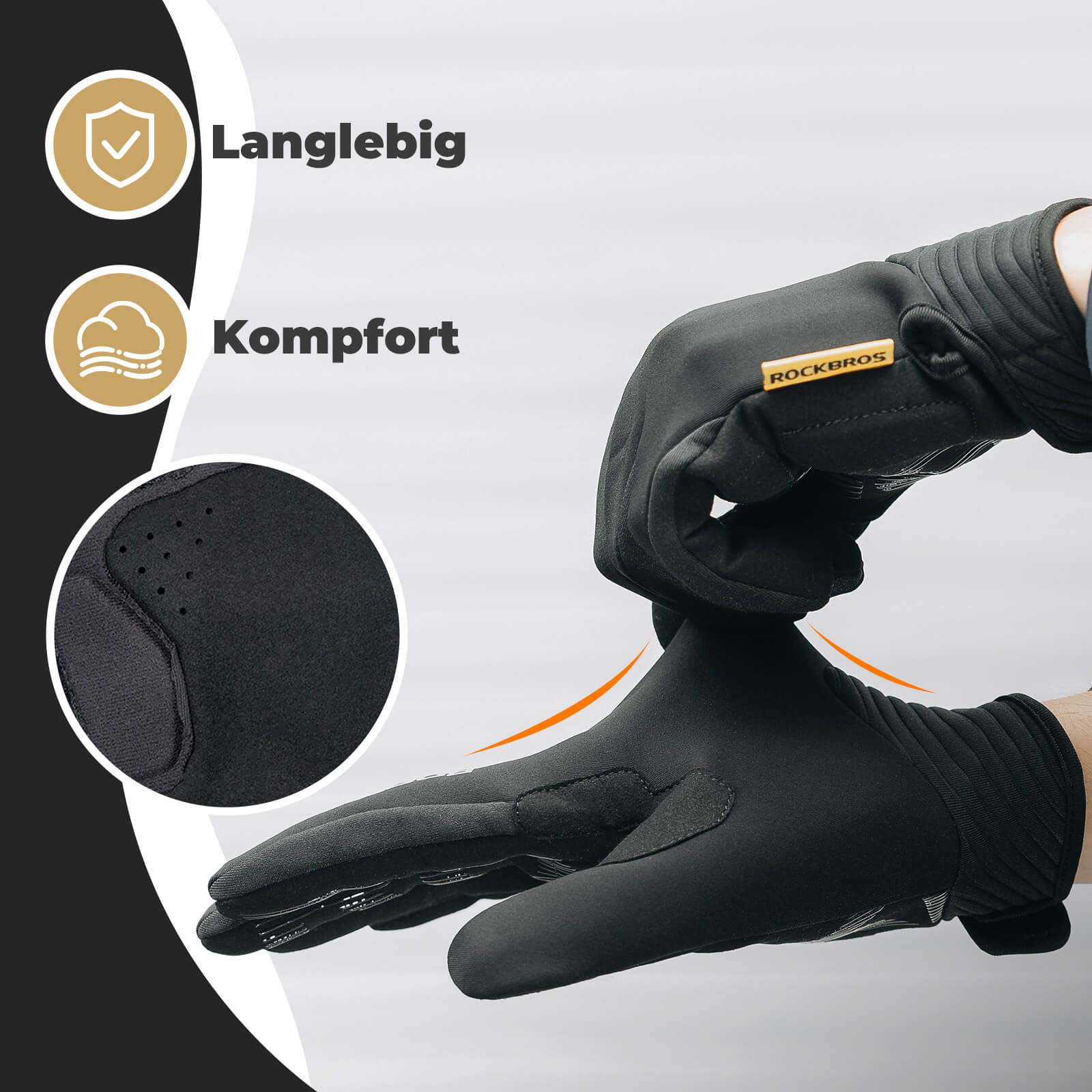 ROCKBROS Fahrradhandschuhe Touchscreen-fähig mit SBR-Polsterung
