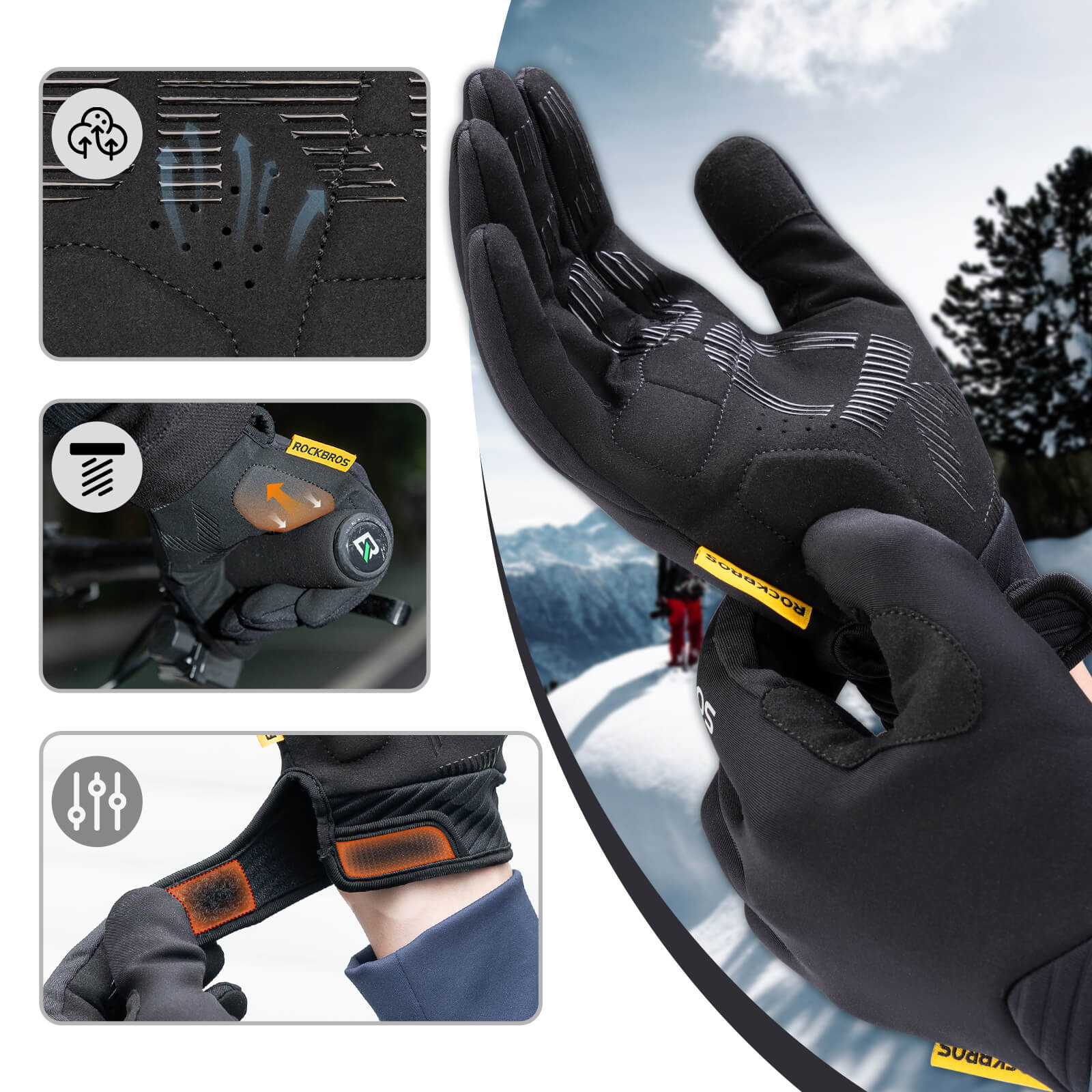 ROCKBROS Fahrradhandschuhe Touchscreen-fähig mit SBR-Polsterung