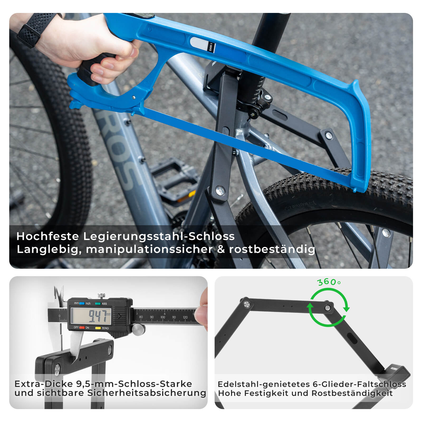 ROCKBROS Faltschloss Fahrradschloss 104 cm Faltbares