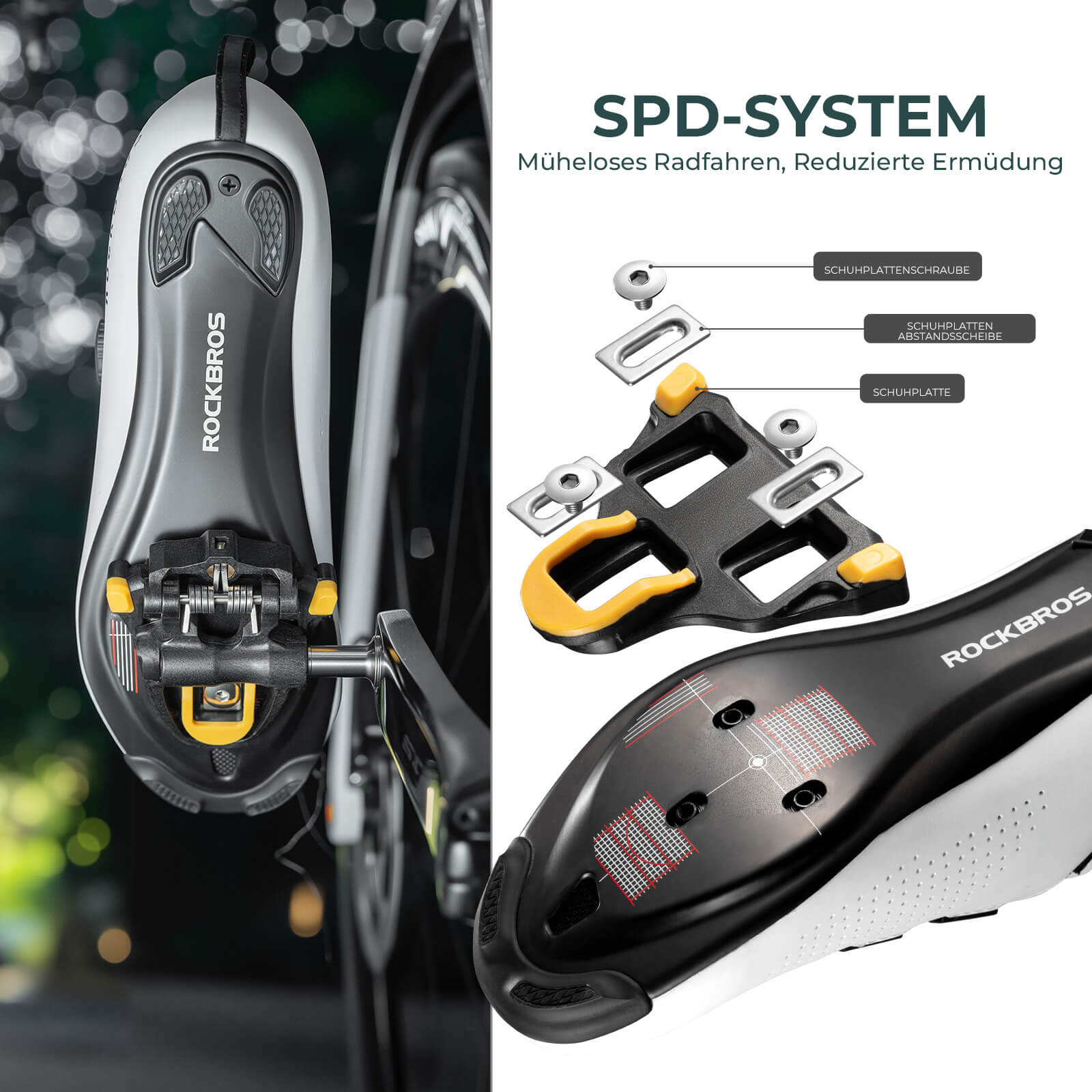 ROCKBROS SPD Fahrradpedale mit Einstellbarer Spannung