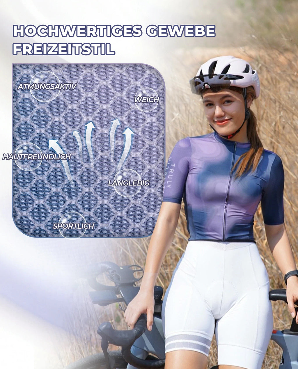 ROCKBROS TVI Damen Kurzarm-Radtrikot Sommer Schnelltrocknend mit 3 Taschen