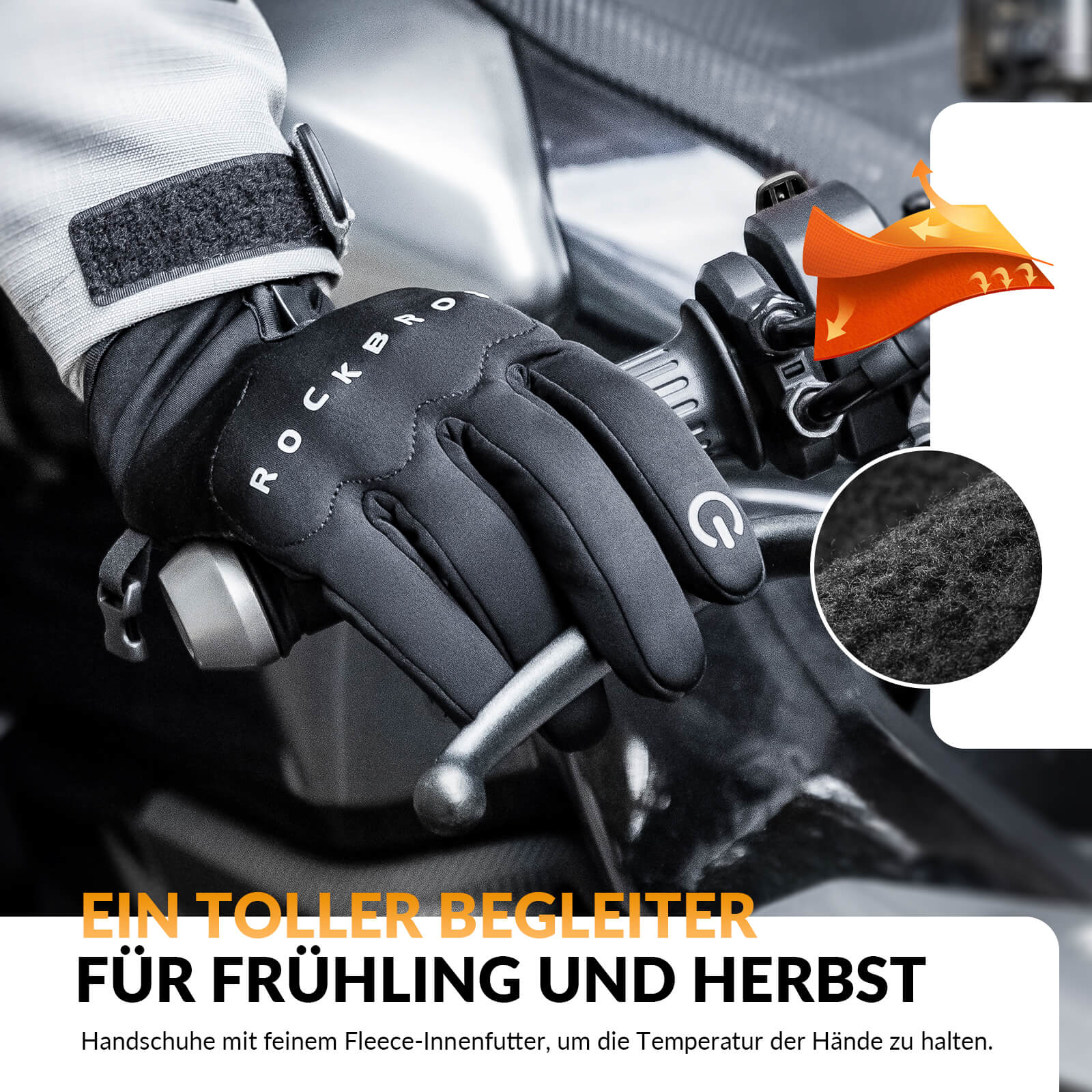 ROCKBROS Winter Fahrradhandschuhe mit Gel Gepolstert Touchscreen-fähig