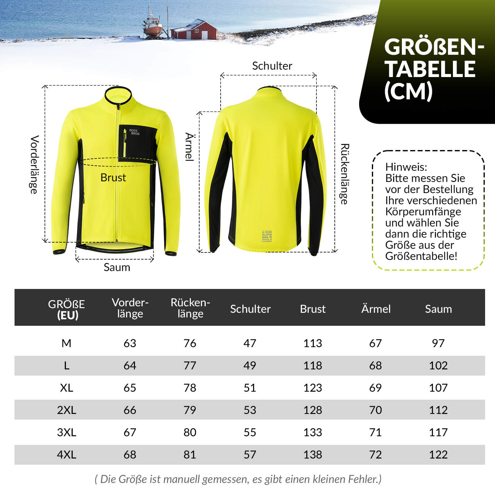 ROCKBROS Winter Fahrradjacke Herren Winddicht Warm Wanderjacke