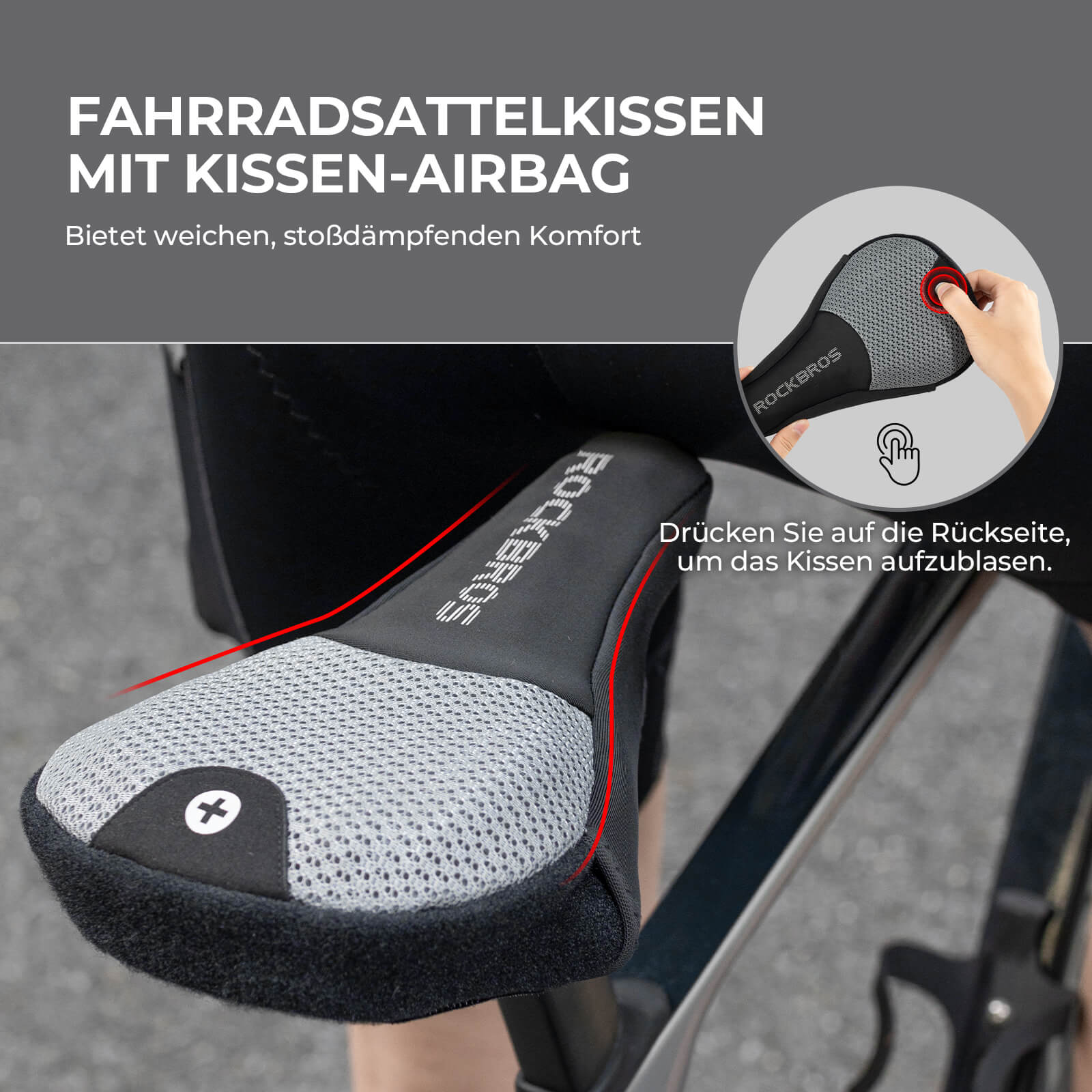 Fahrrad Aufblasbarer Sattelbezug Gepolstert mit Überzug