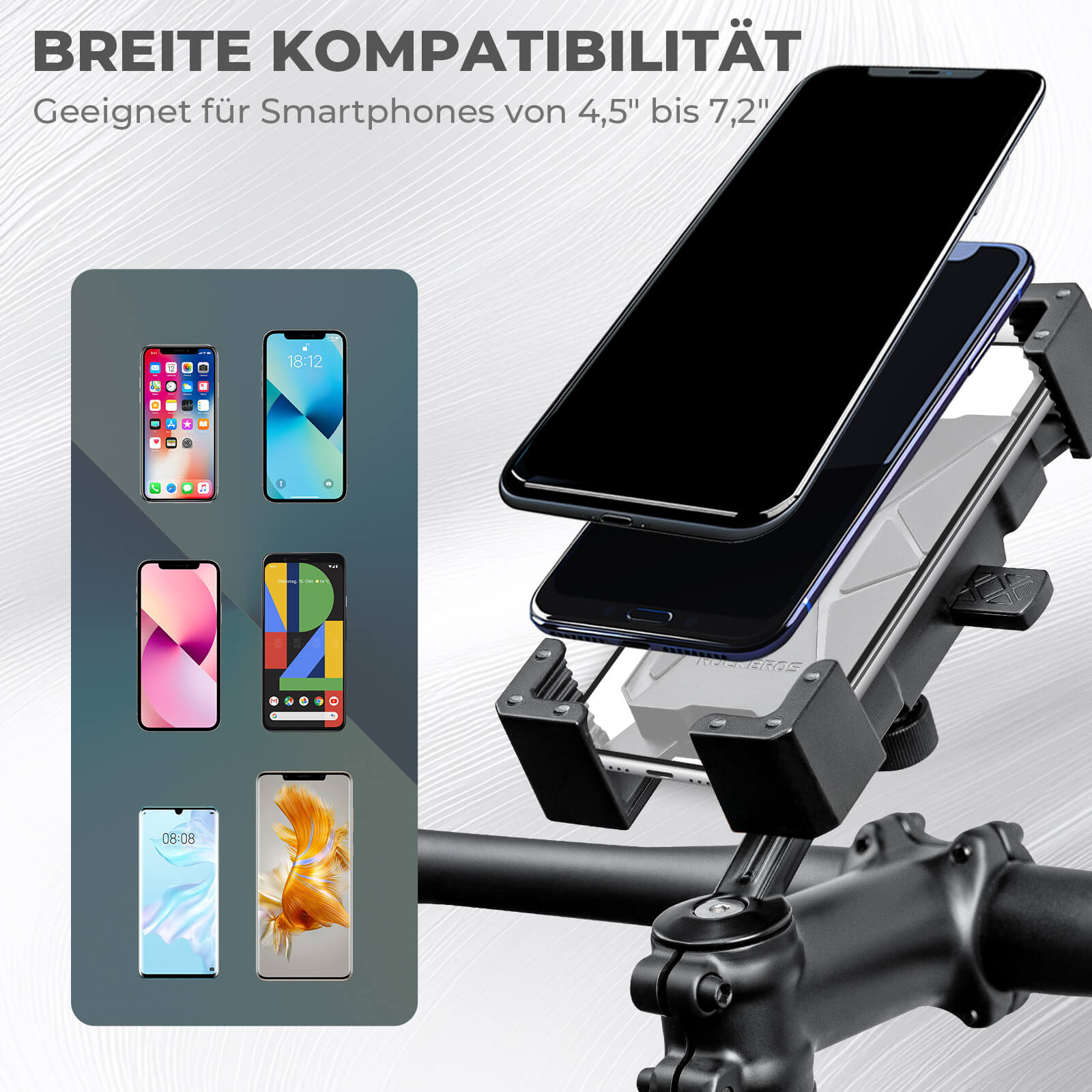 Fahrrad Handyhalterung 360° Drehbar für Handy 4.5~7.2"
