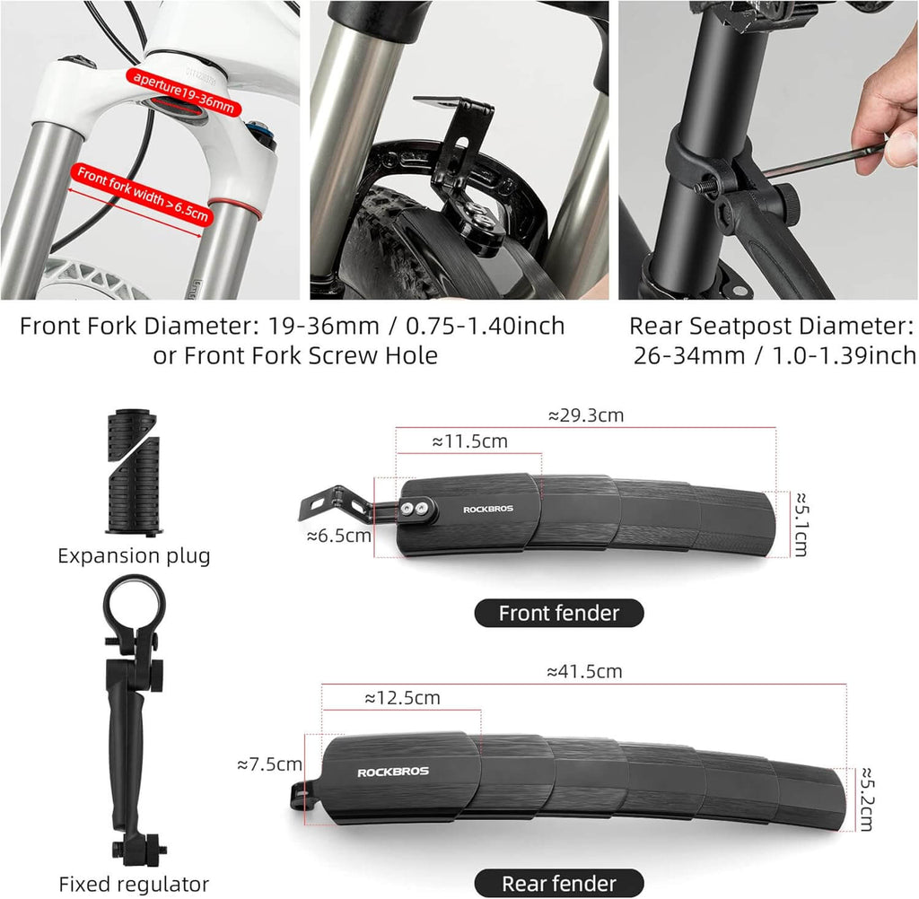 Fahrrad Schutzblech Set Vorne/Hinten Verstellbar