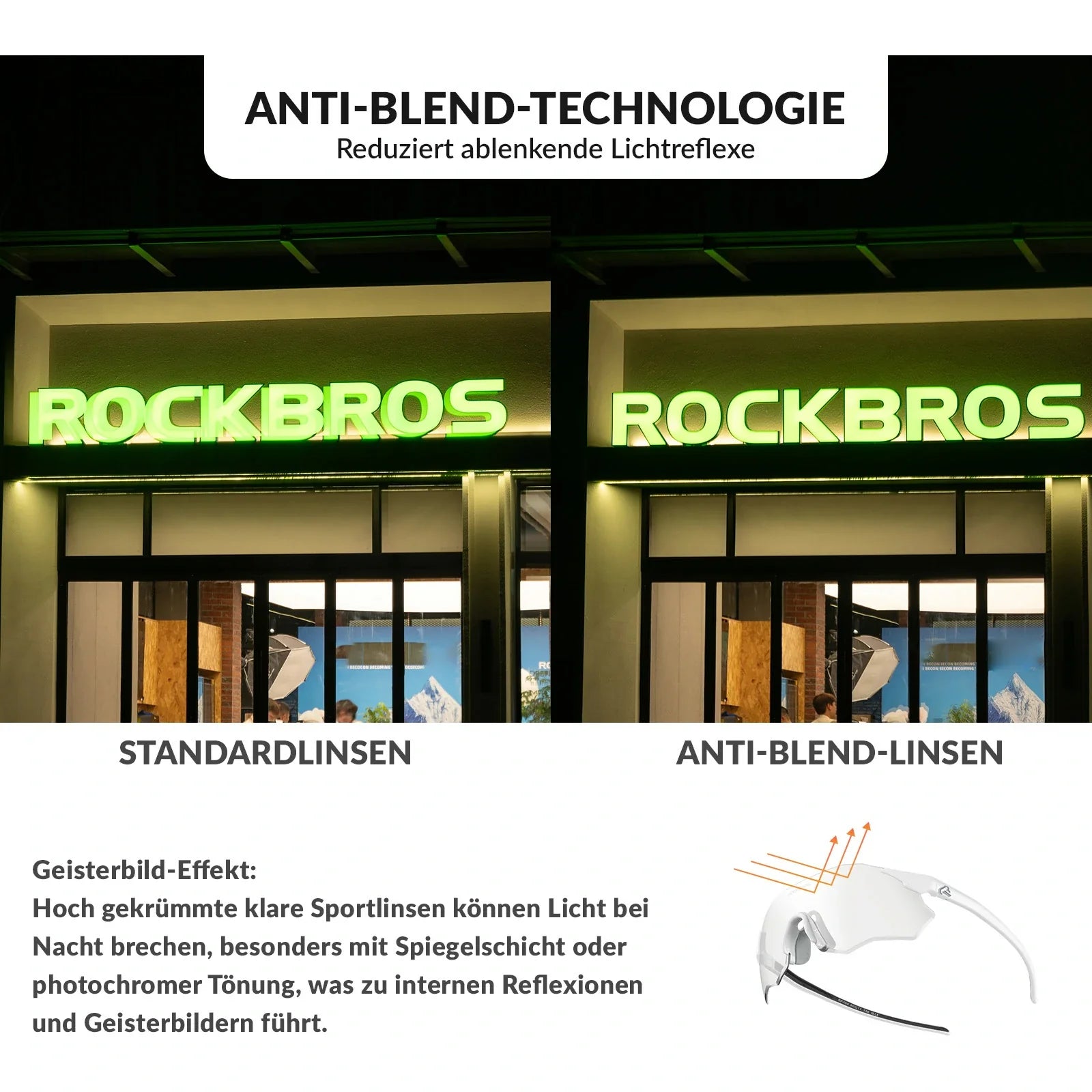 Fahrradbrille Verspiegelte Gläser UV400-Schutz Ohne Rahmen -SWIFT