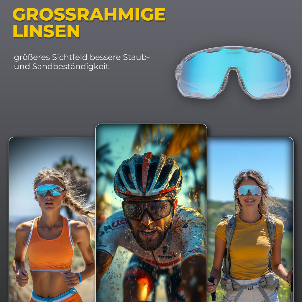 Polarisierte Unisex Fahrradbrille mit Wechsel-Nasenpads
