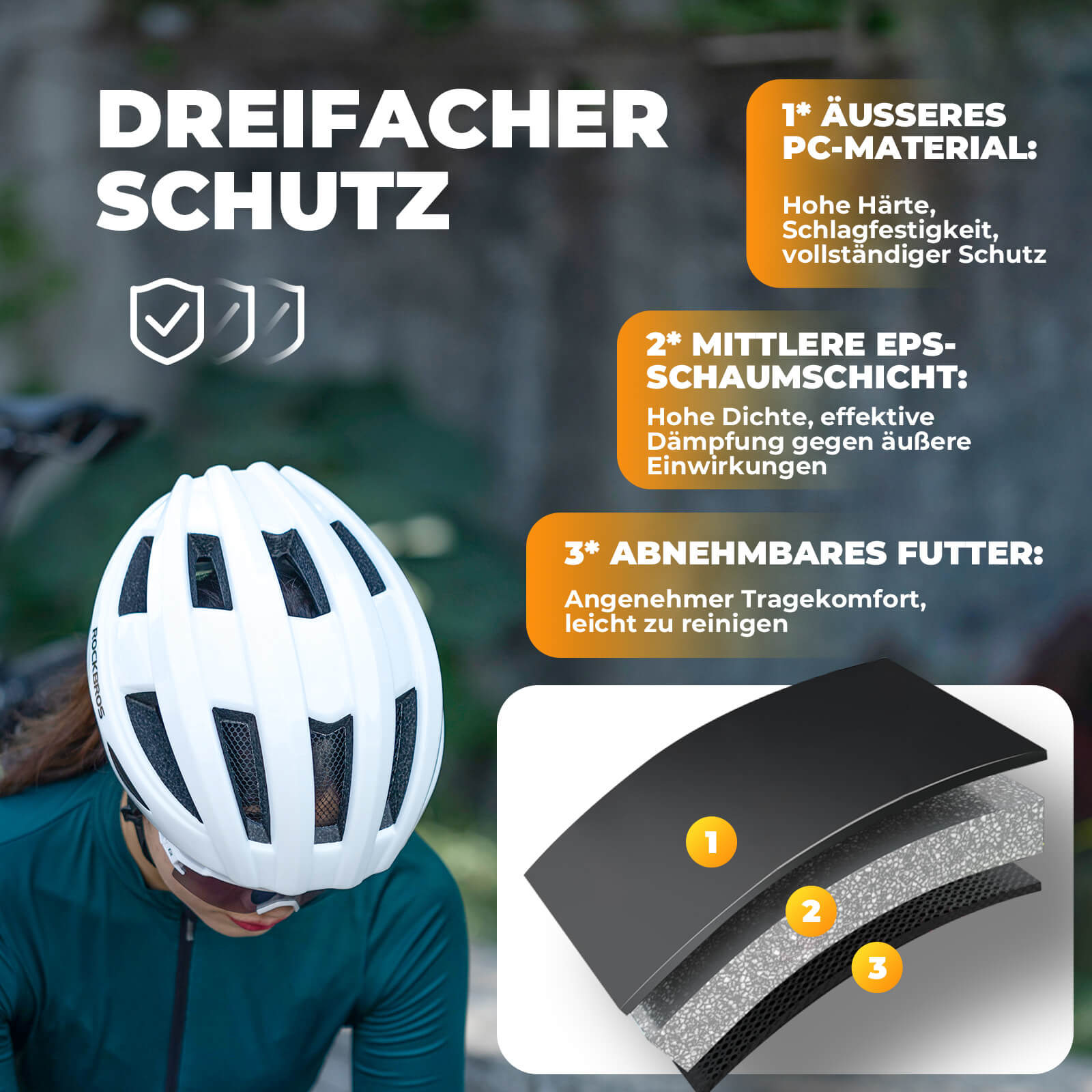 Fahrradhelm mit Rücklicht 55-60cm