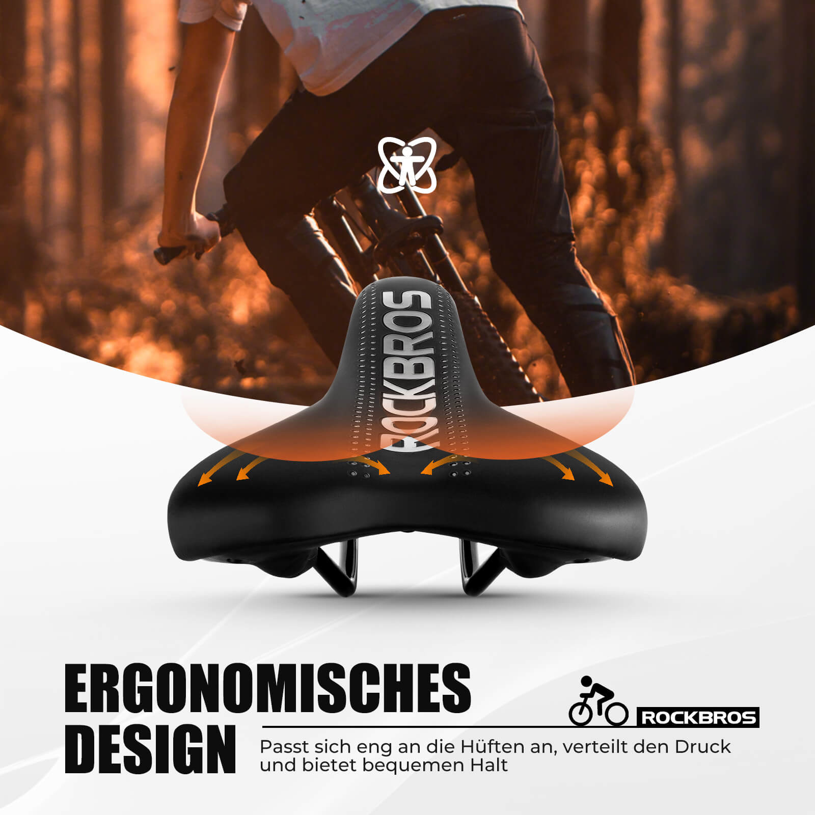 ROCKBROS Fahrradsattel Ergonomisch Fahrradsitz Atmungsaktiv Stoßdämpfend