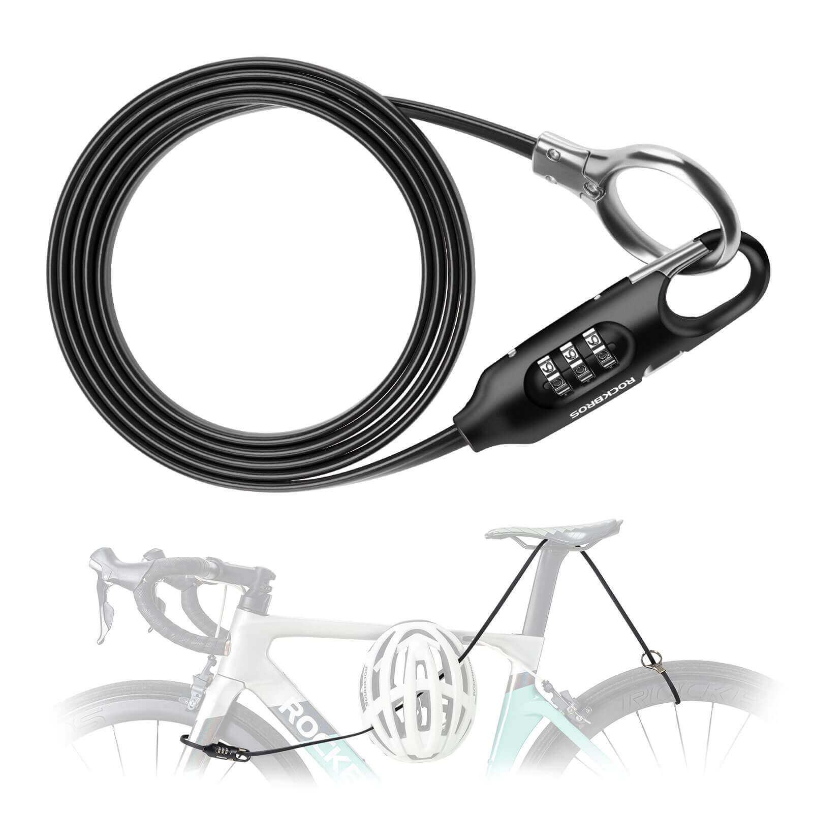 ROCKBROS Fahrradschloss Kabelschloss 150cm mit Zahlencode Anti-Diebstahl