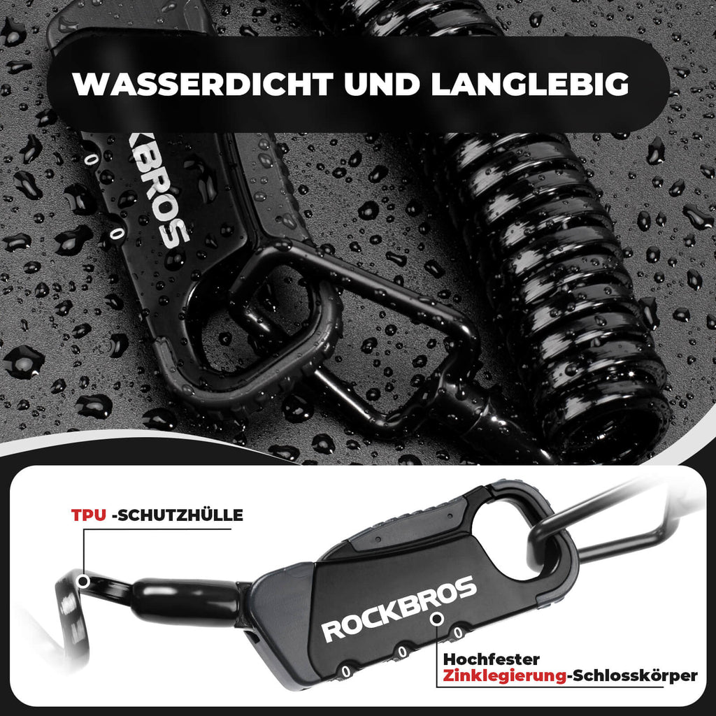 Kabelschloss Zahlenschloss Helmschloss 120cm Leicht