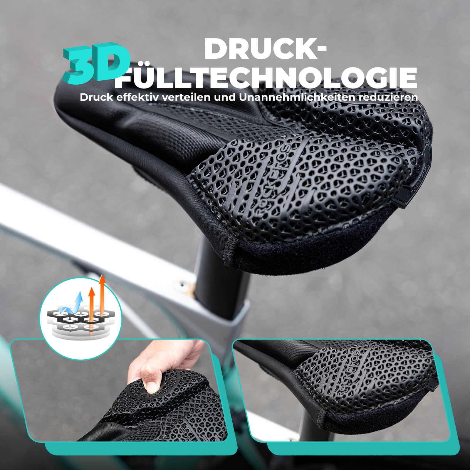 ROCKBROS Fahrradsitz Überzug Sattelbezug Polsterung 3D Stoßdämpfend