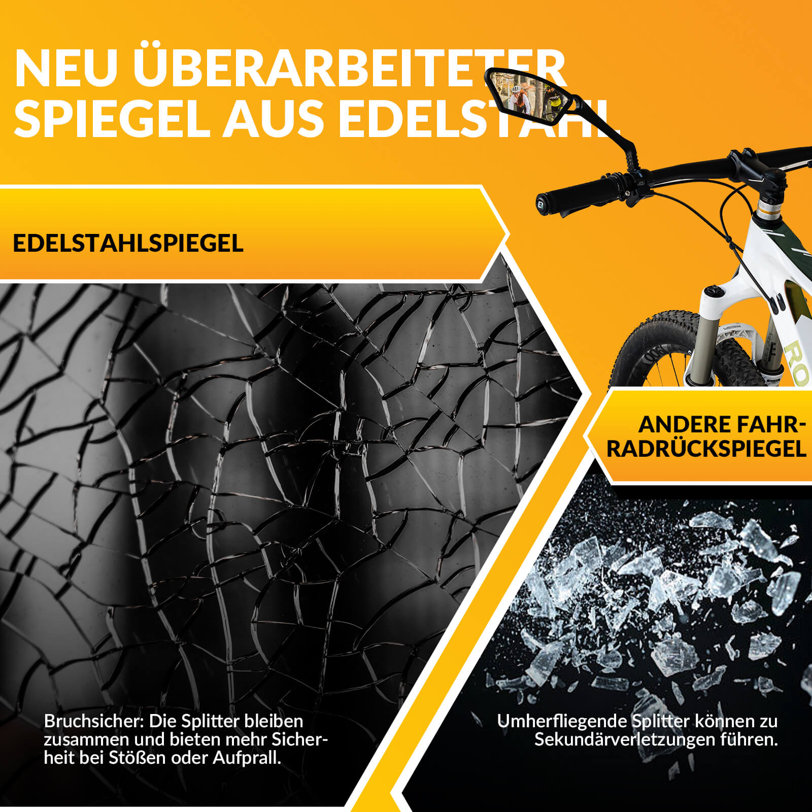 Fahrradspiegel Rückspiegel 360 ° Verstellbarer für Lenker 21-26mm