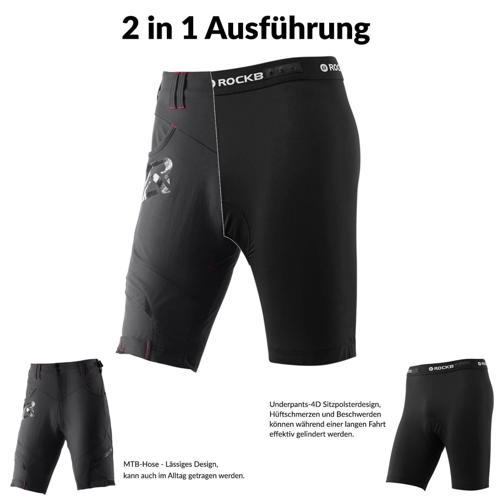 Kurze Atmungsaktive Radhose für Herren (Anti-Stoß)