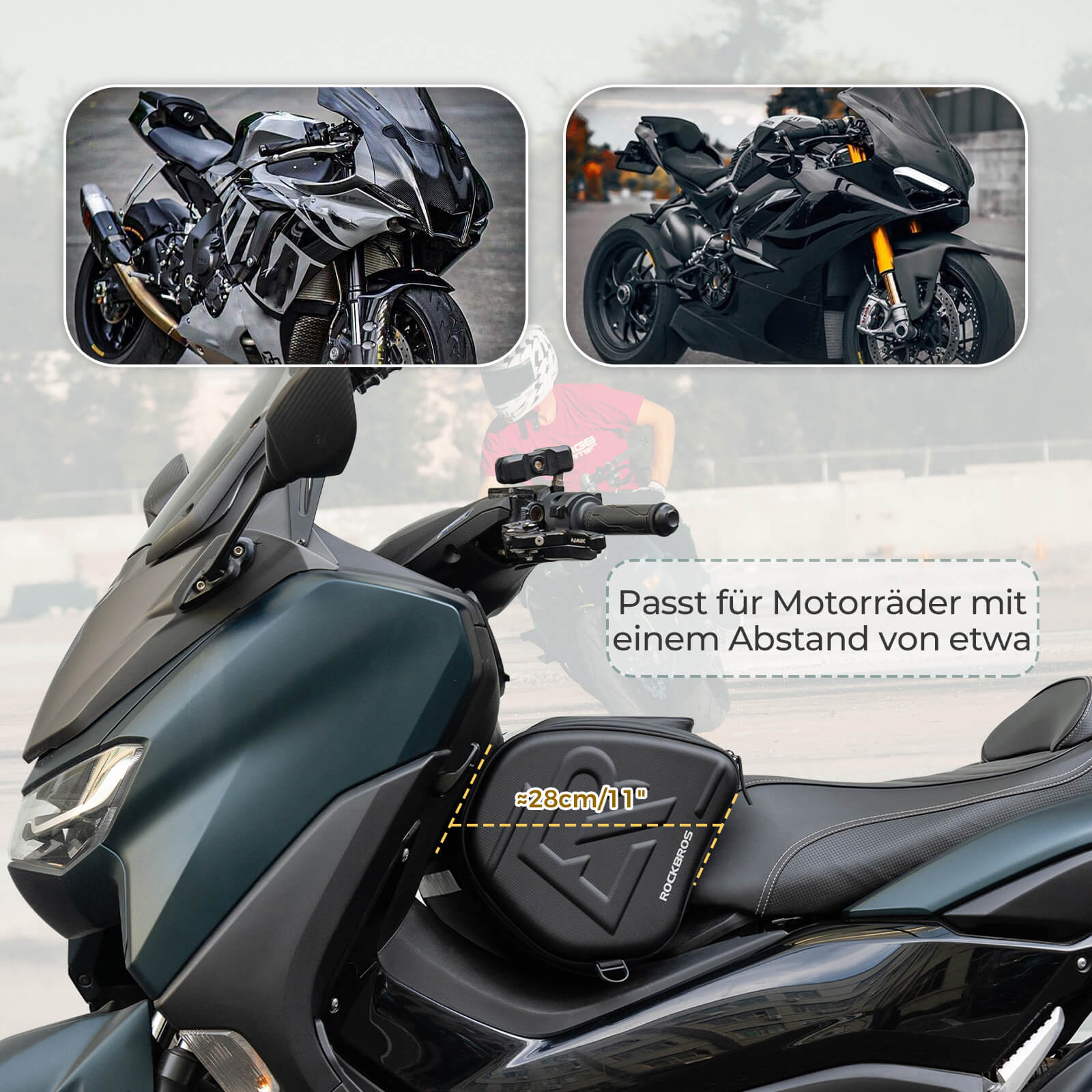 ROCKBROS Motorradtasche Tankrucksack mit Handyhalter Hecktasche 14L