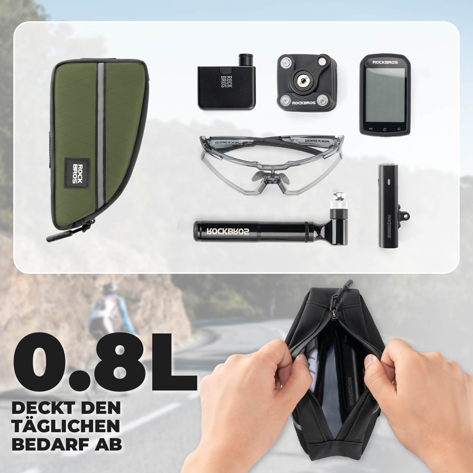 Oberrohrtasche 0,8L Leicht für Klapprad Falträder