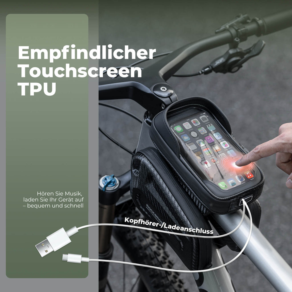 Oberrohrtasche für Smartphone mit Lichtschutz & Seitentaschen