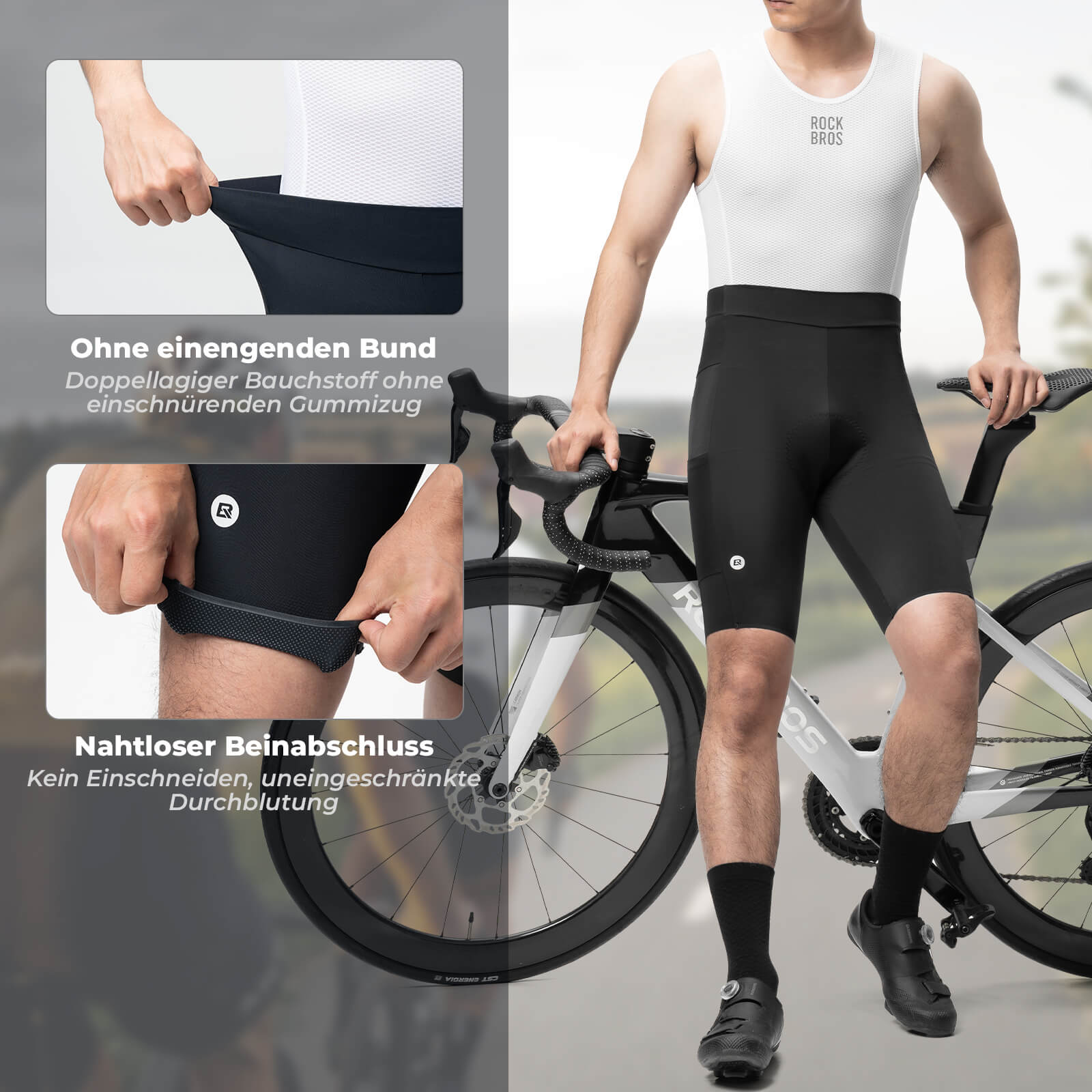 Schnelltrocknende Kurz Fahrradhose Gepolstert Herren Sommer