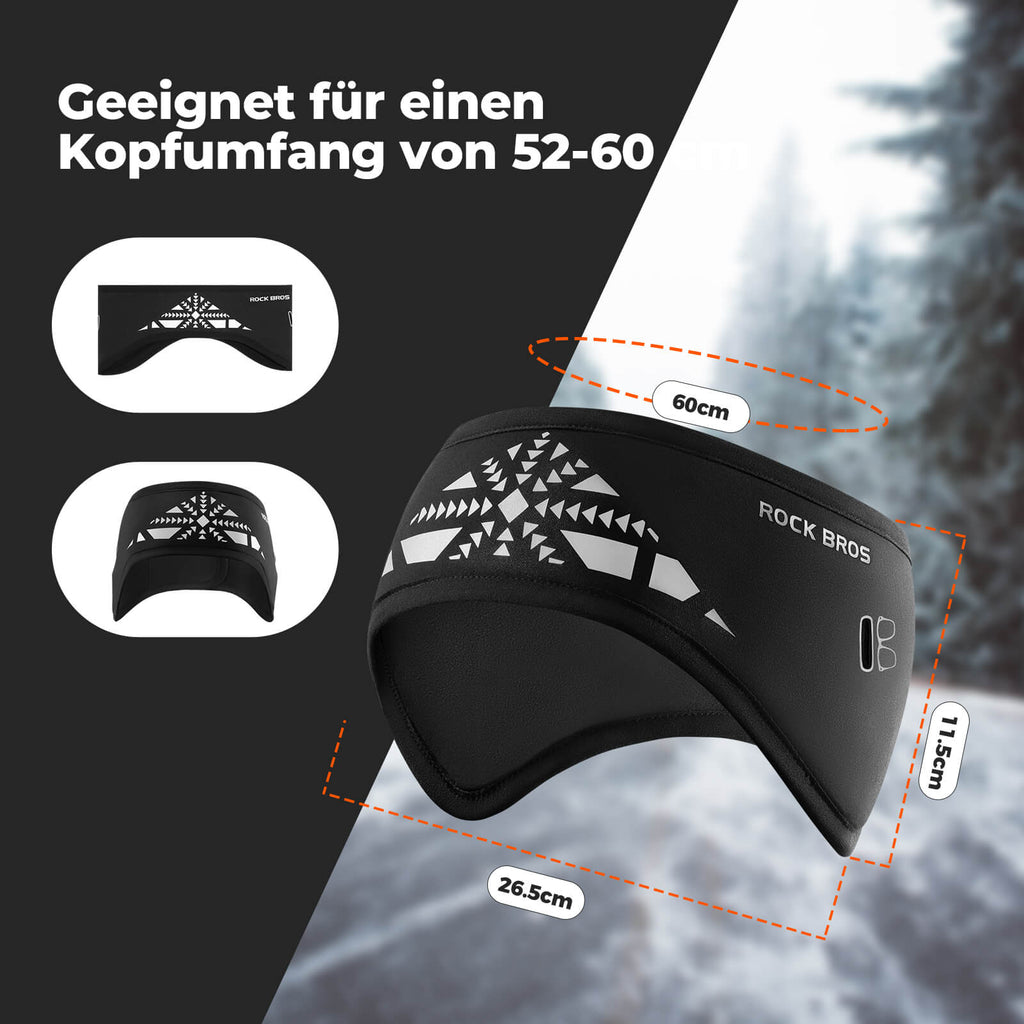 ROCKBROS Elastisches Winter Stirnband mit Klettverschluss Ohrenwärmer Unisex