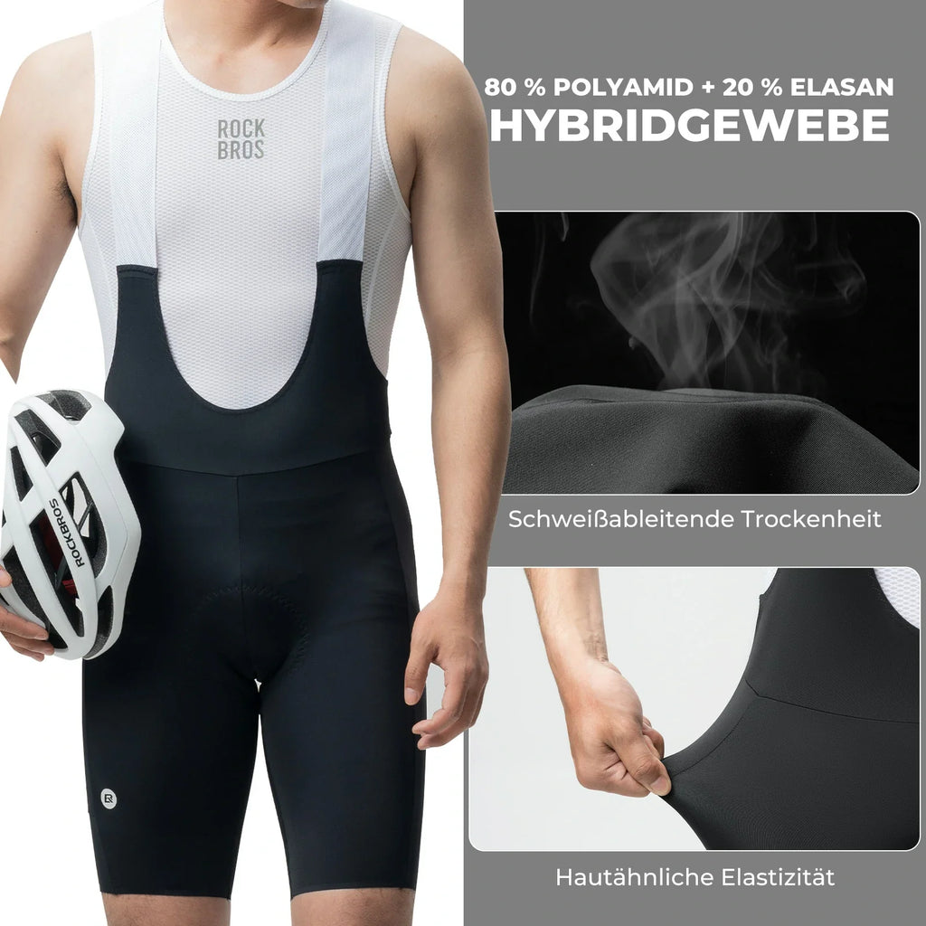 Radlerhose Herren Gepolstert, Fahrradhose Kurz, Bib Shorts mit Träger, Radsport Trägerhosen