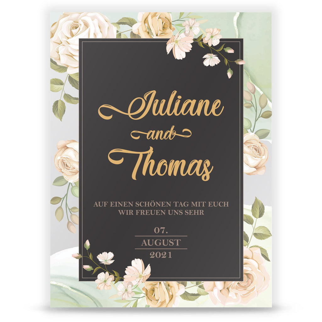 Hochzeitseinladungskarte im Roses-with-Black-and-Golden Design