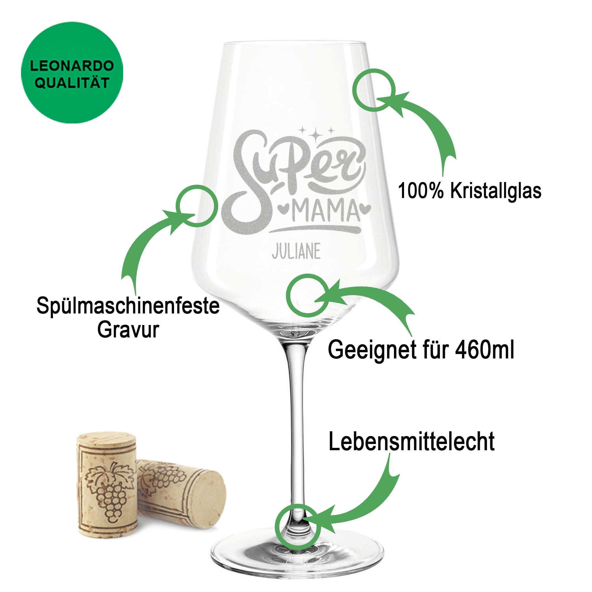 Leonardo Weinglas mit Gravur "Super Mama"