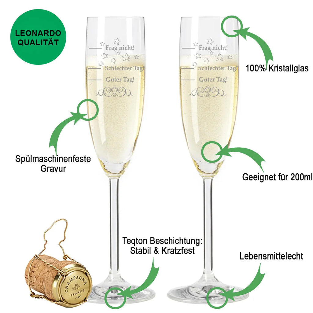 Leonardo Sektglas "Schlechter Tag, Guter Tag, Frag nicht!" im Set