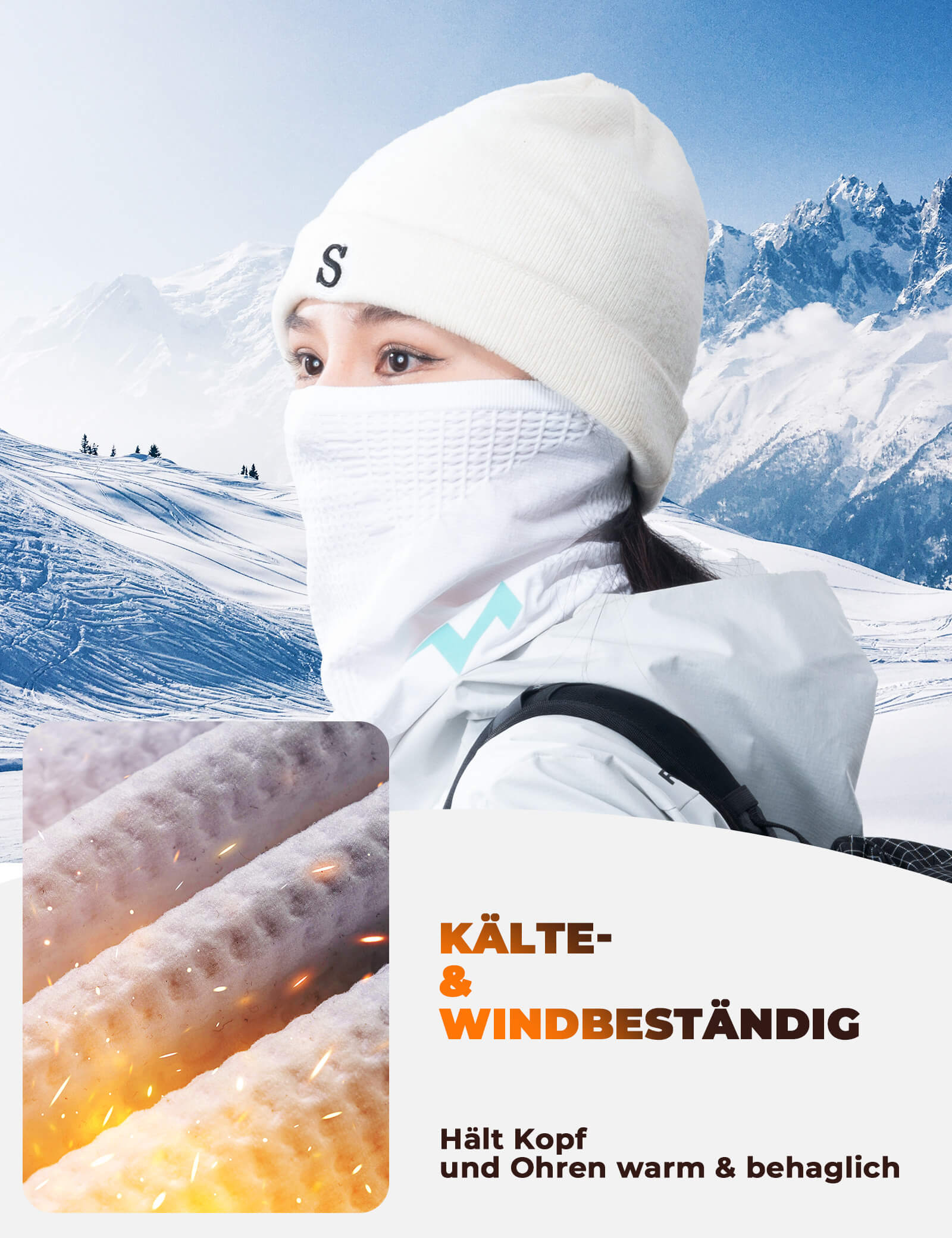 TVI Damen Winter Halbe Sturmhaube Warme Ski Mask Halstuch Winddichte Atmungsaktive