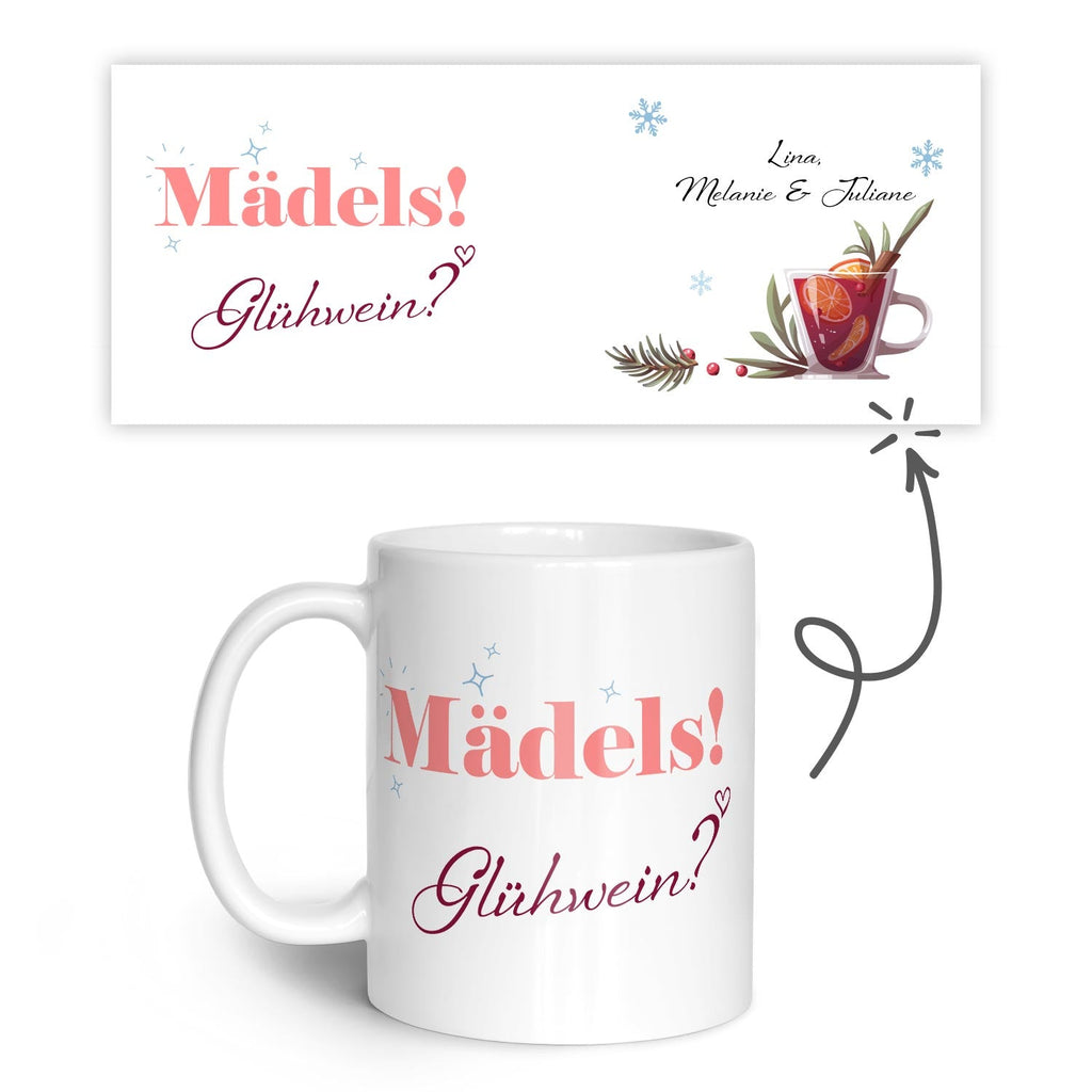 Bedruckte Tasse mit Weihnachtsmotiv - Mädels Glühwein mit Namen