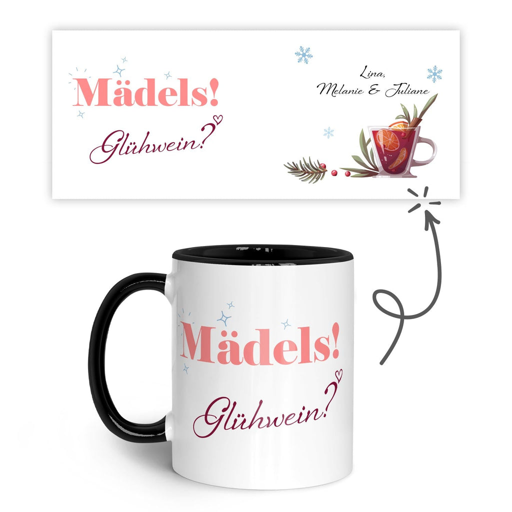 Bedruckte Tasse mit Weihnachtsmotiv - Mädels Glühwein mit Namen