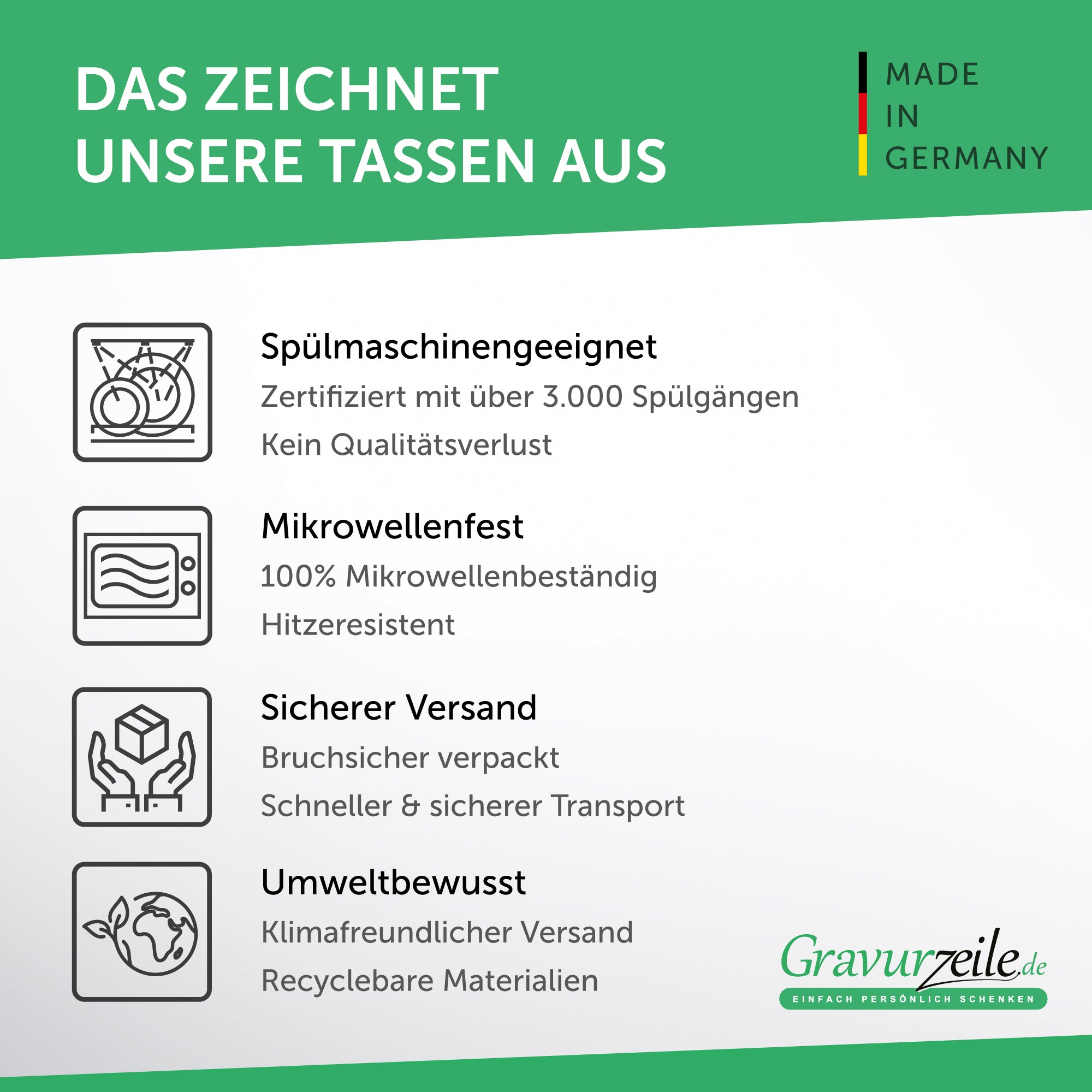 Bedruckte Tasse mit Spruch Glück immer an deiner Seite