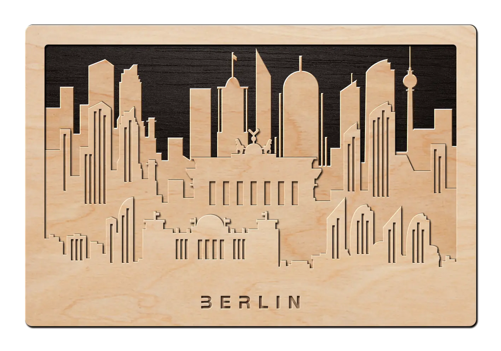 3D Wandbild aus Holz Skyline Berlin 2017