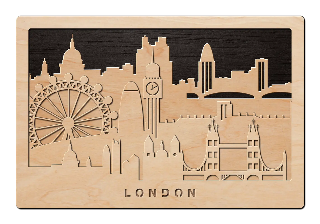 3D Wandbild aus Holz Skyline London 2017