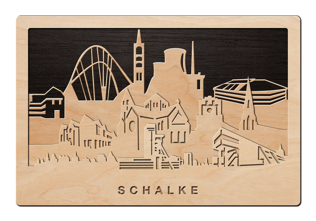 3D Wandbild aus Holz Skyline Schalke 2017