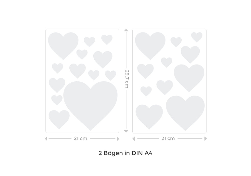Wandsticker Set Pastell Herzen
