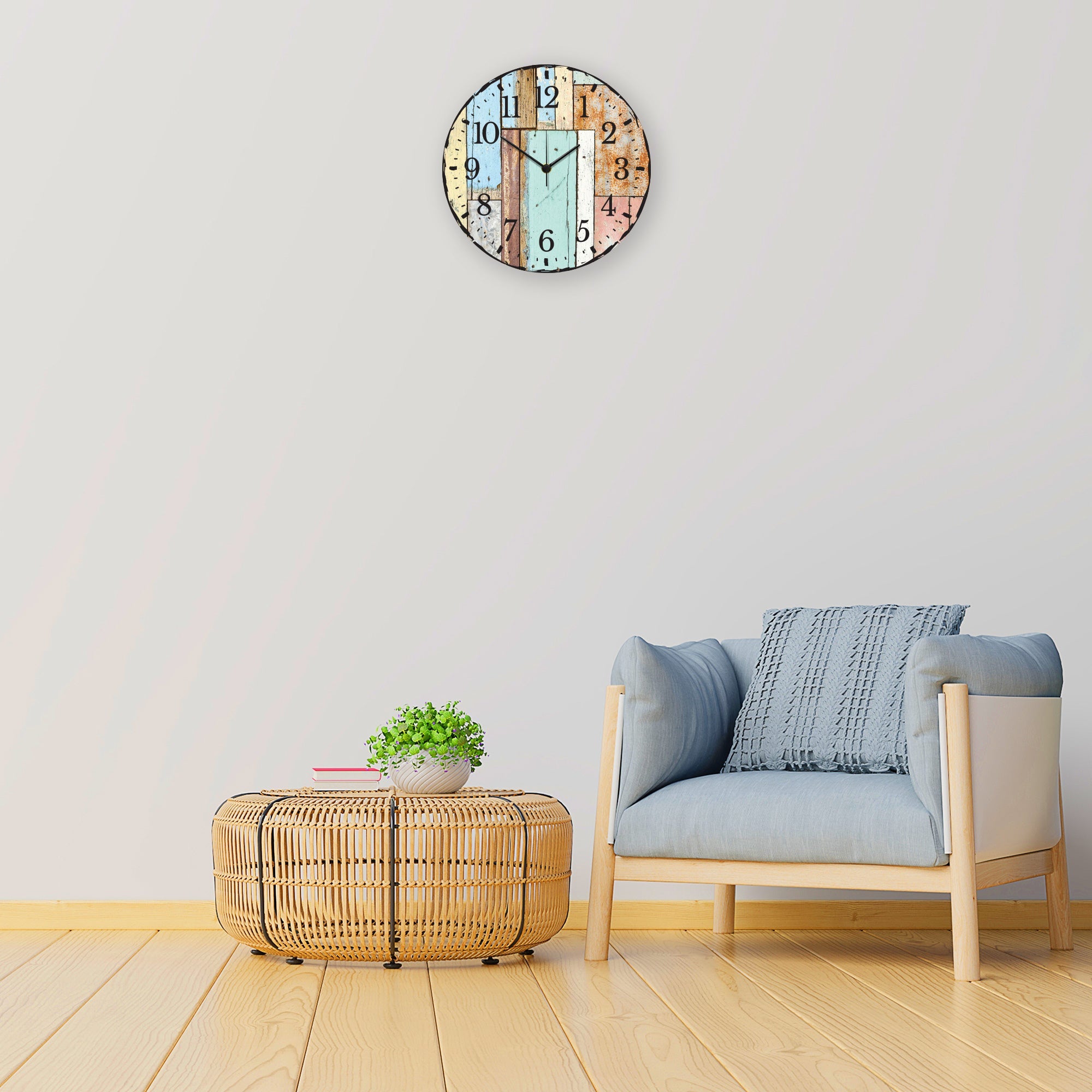 Wanduhr aus Holz Luv Vintage - UV Druck
