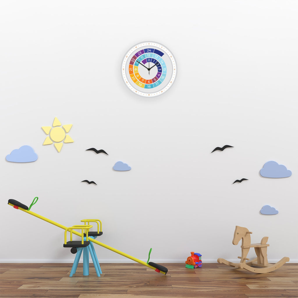 Wanduhr Kinder Regenbogen Farben - mit UV Druck