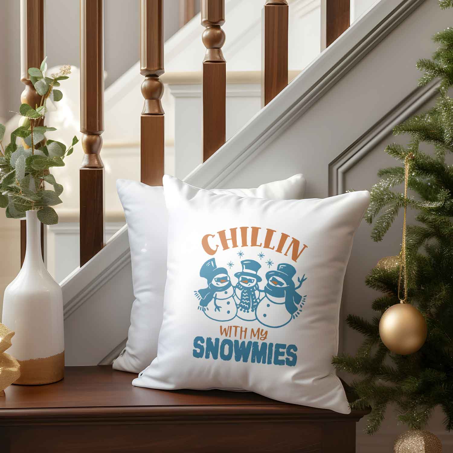 Kissen mit Weihnachtsmotiv - Chilling with my - Weihnachtsdeko - Geschenke für Frauen & Männer