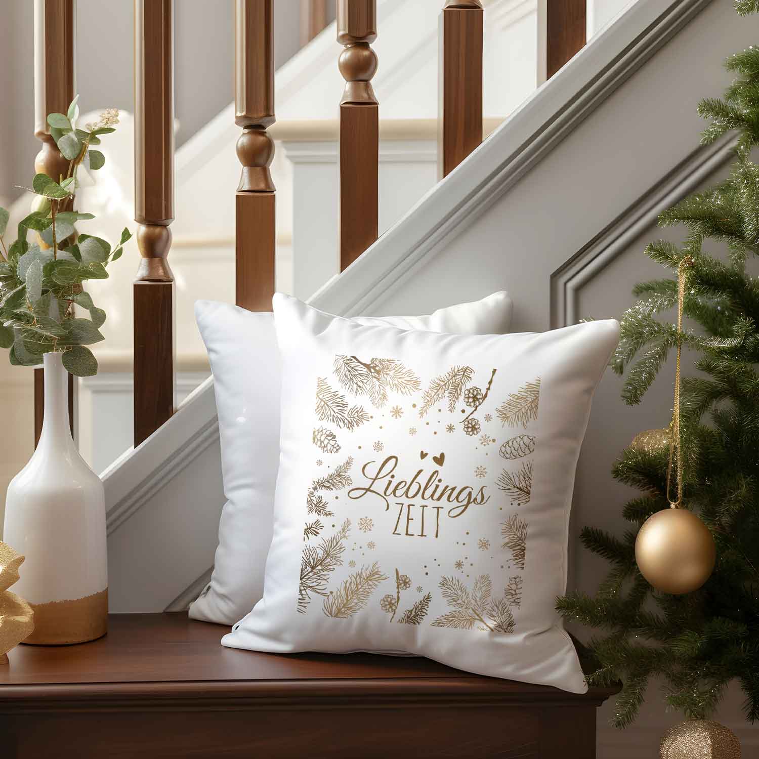 Kissen mit Weihnachtsmotiv - Lieblingszeit - Weihnachtsdeko - Geschenke für Frauen & Männer