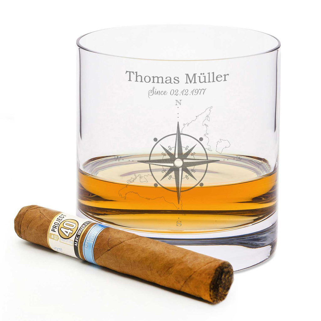Leonardo Whiskyglas mit Gravur "Kompass"
