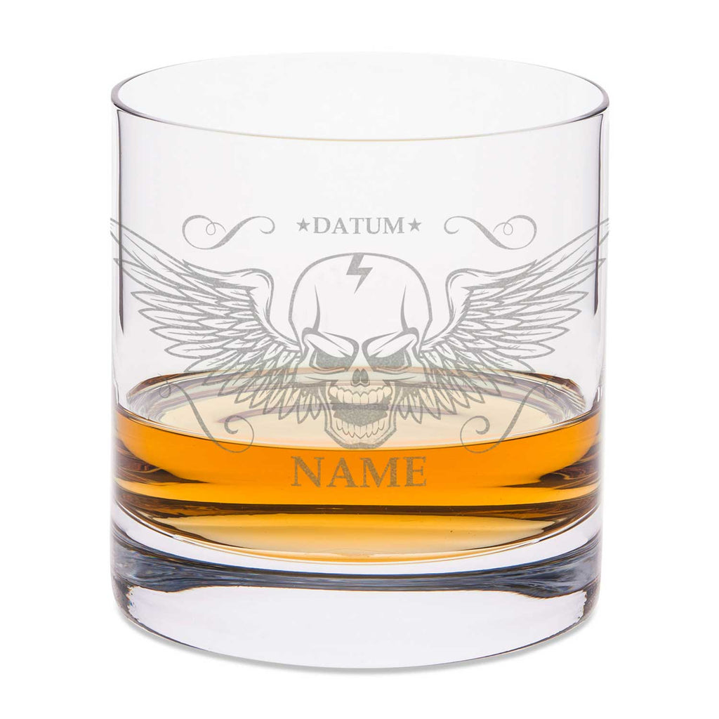 Leonardo Whiskyglas mit Gravur "Totenkopf"