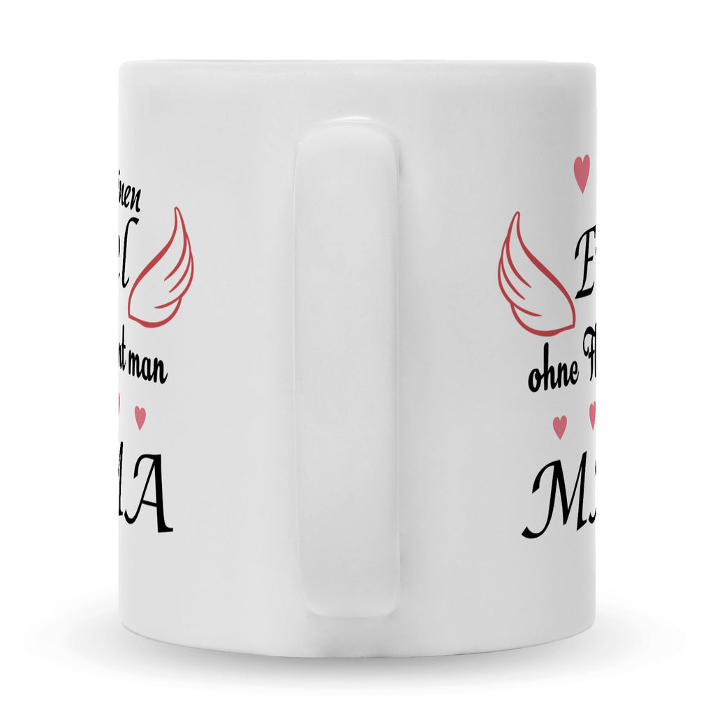 Bedruckte Tasse mit Spruch Engel ohne Flügel