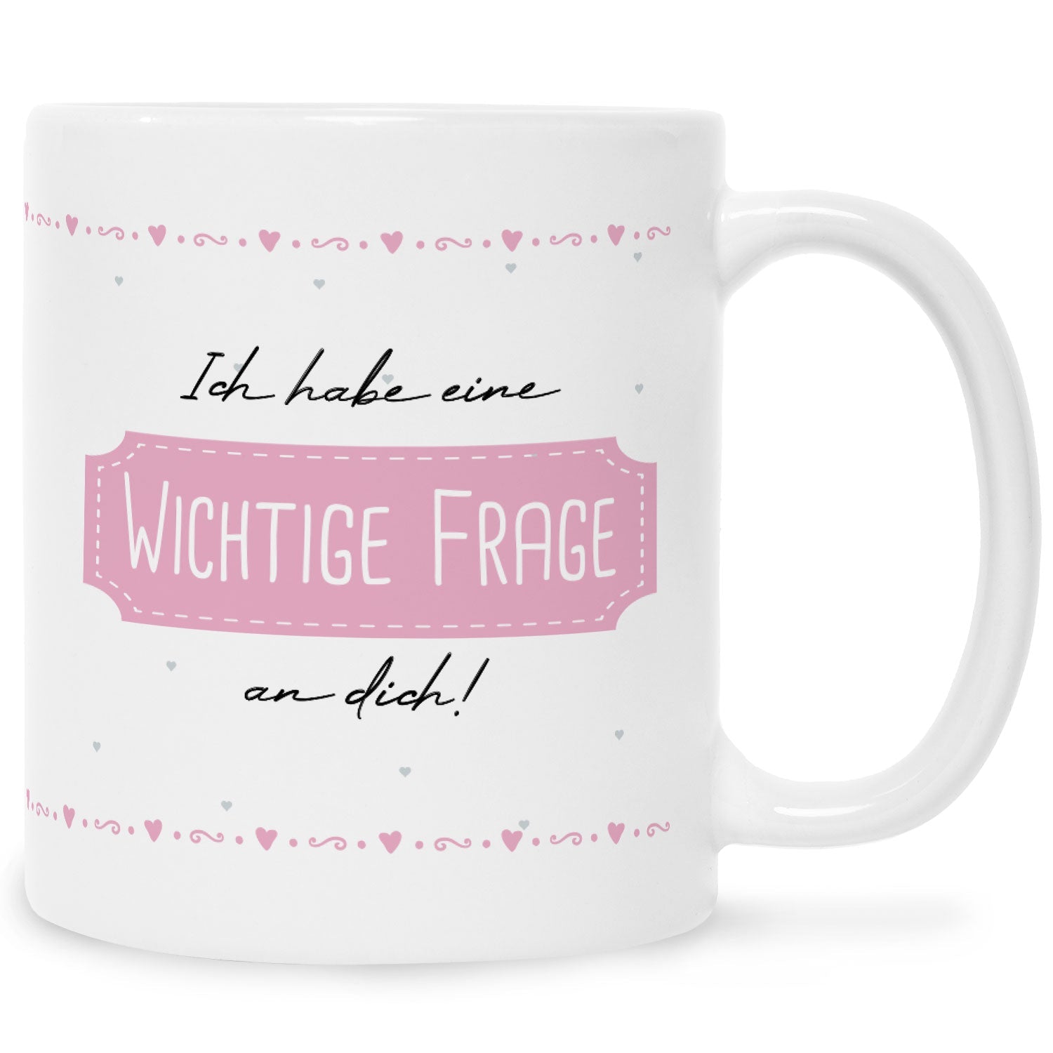 Bedruckte Tasse mit Spruch Ich habe eine wichtige Frage an dich! Patentante/Patenonkel
