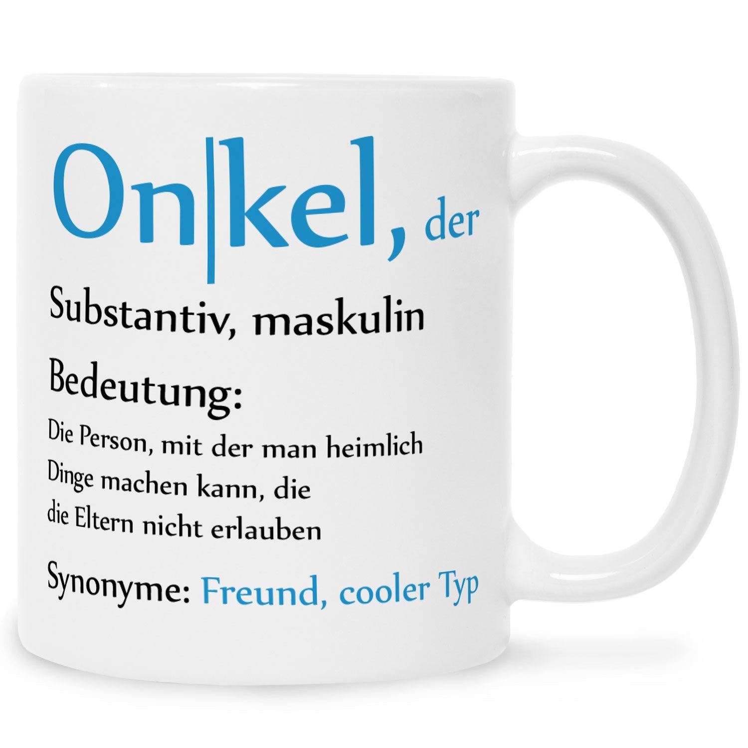 Bedruckte Tasse mit Spruch Onkel Definition