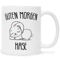 Bedruckte Tasse mit Spruch Guten Morgen Hase