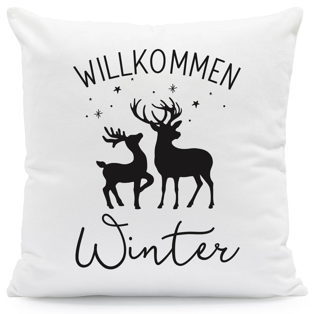 Kissen mit Weihnachtsmotiv - Willkommen Winter  - Weihnachtsdeko - Geschenk für Frauen & Männer