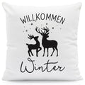 Kissen mit Weihnachtsmotiv - Willkommen Winter  - Weihnachtsdeko - Geschenk für Frauen & Männer