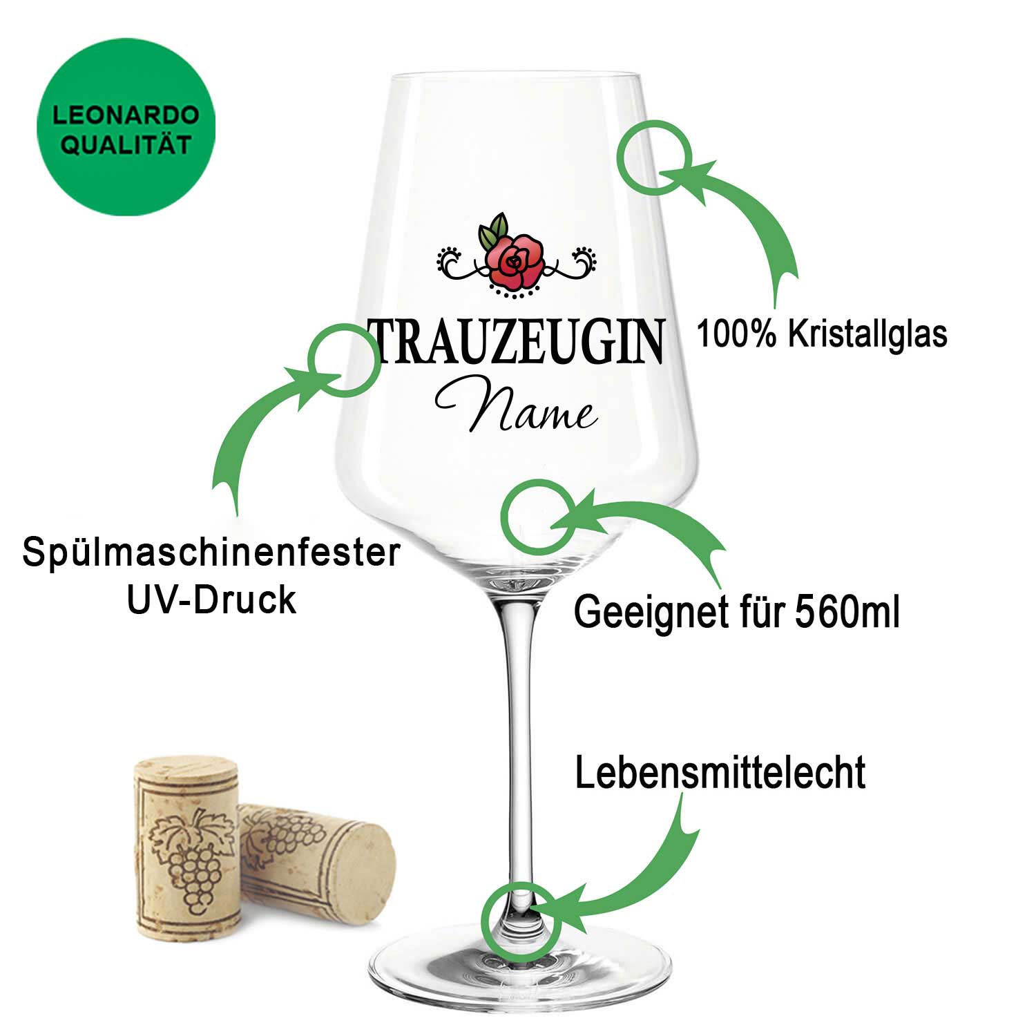 Leonardo Weinglas mit Gravur "Trauzeugin"